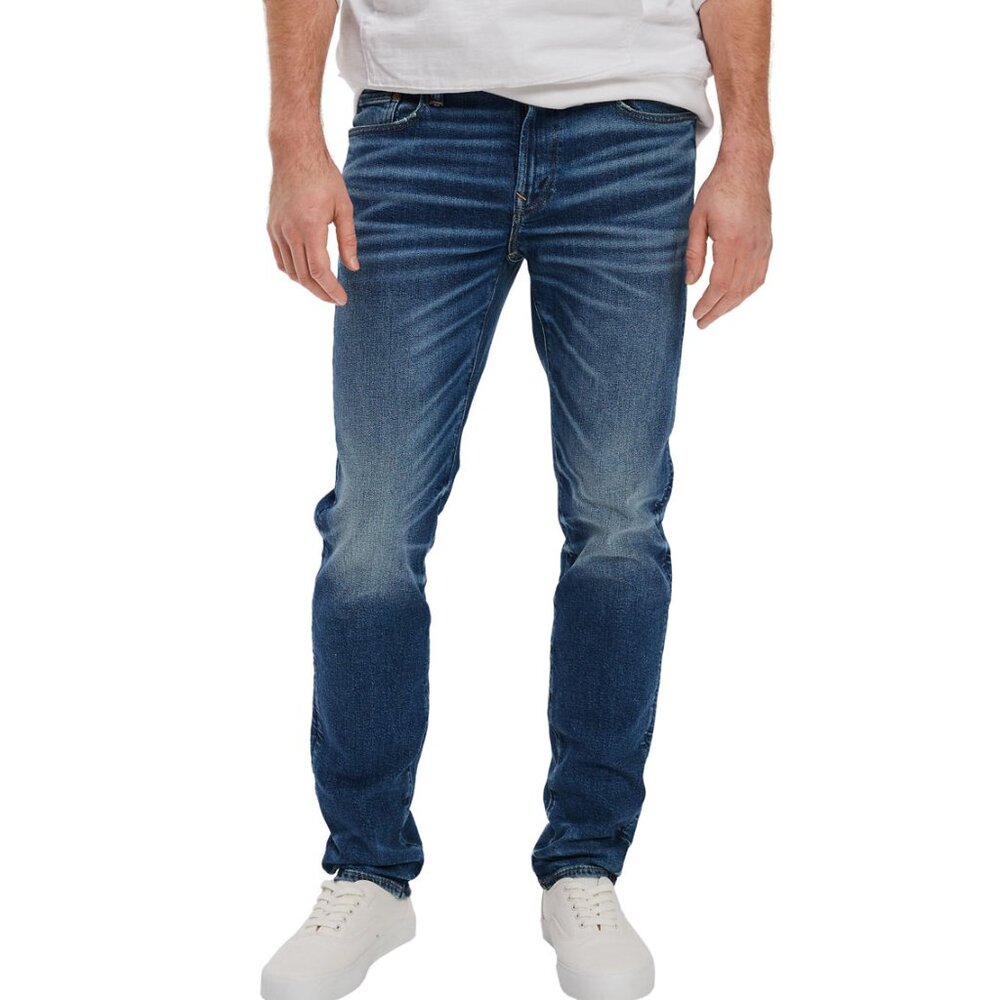 American Eagle Outfitters Airflex + Slim Straight Whiskering Blue Jeans 31x30